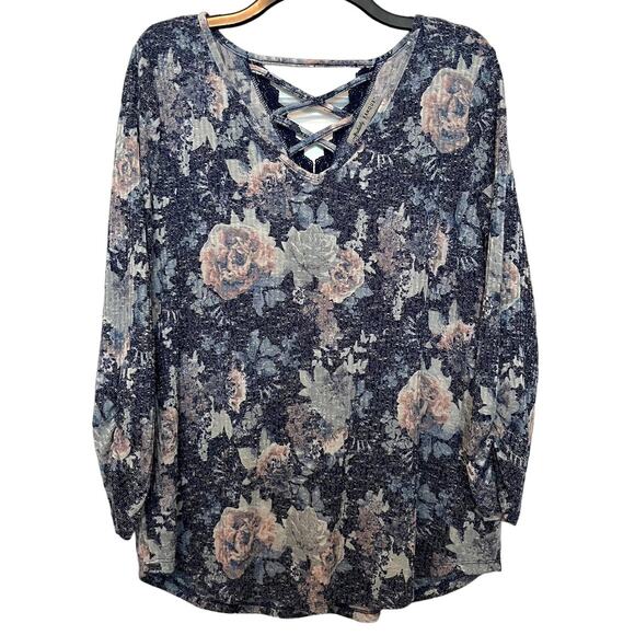 Absolutely Famous Floral Top VNeck Large - Picture 1 of 9